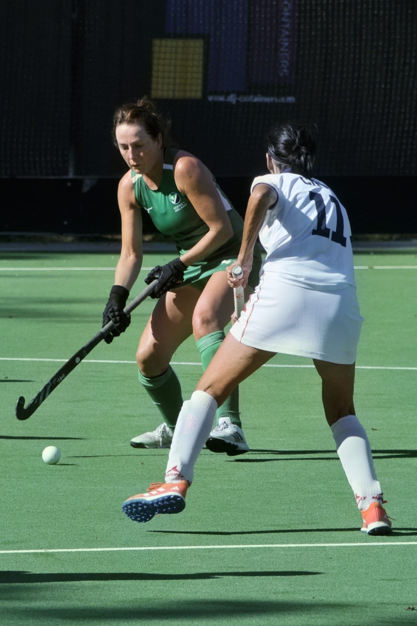 Ireland player battles for the ball at the World Cup 2026 in Brasschaat
