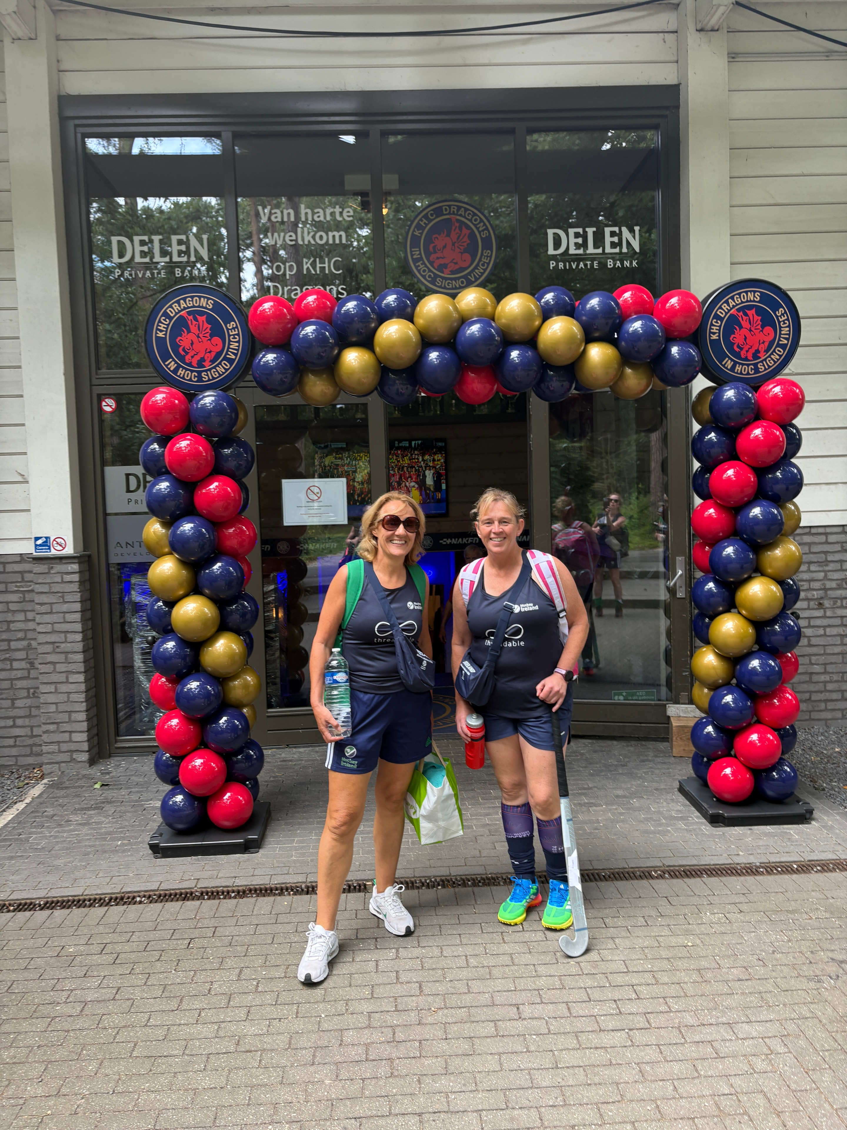 Two Ireland players under balloon arch in sponsor kit at World Cup 2026