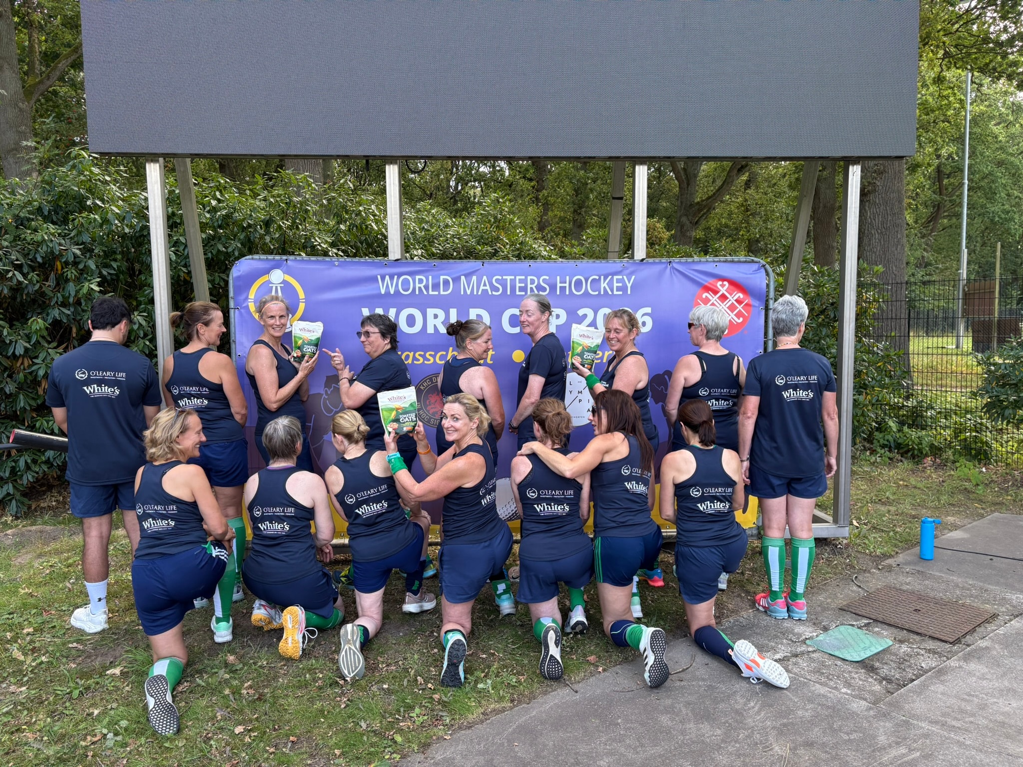 Ireland squad celebrating with sponsor logos at World Cup 2026